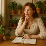 Polly Contemplating Her Gardening Diary