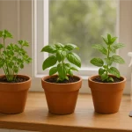 Parley, Basil and Mint in Pots