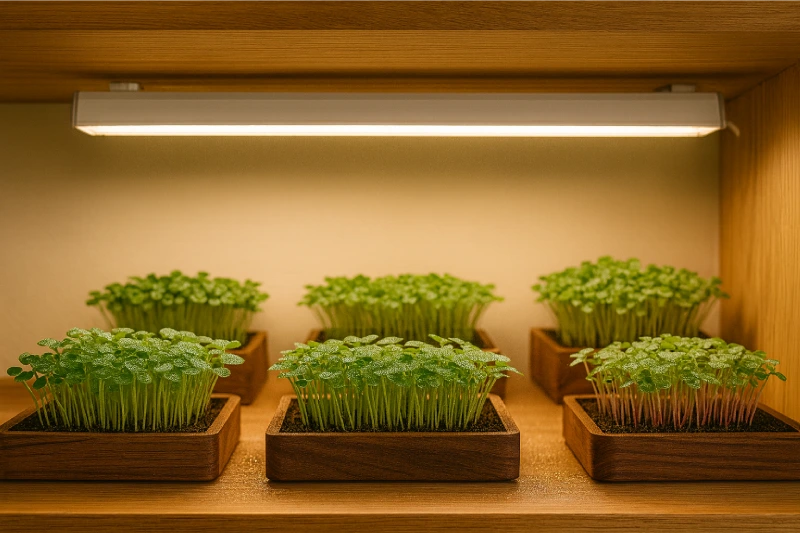 Growing Microwgreens Under A Light