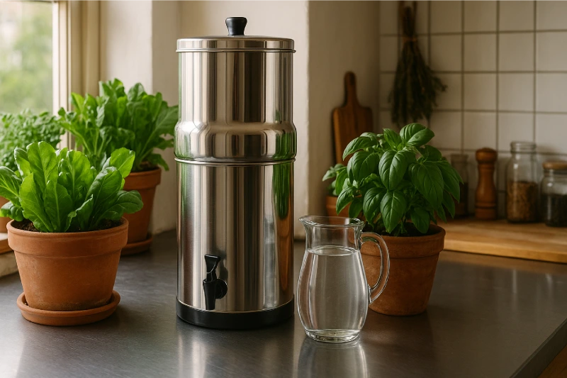 Organic-Vegetables-With-Gravity-Water-Filter-To-Reduce-Microplastics